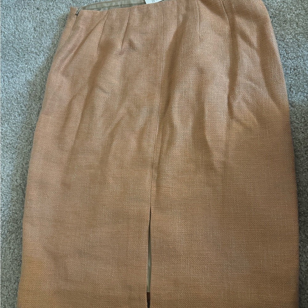 Dana Buchman Peach/Tan Pencil Skirt Knee-Length Work Slit